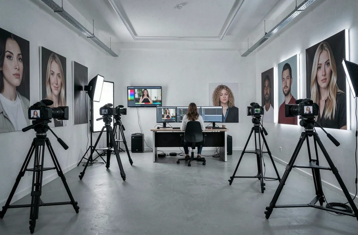 Studio photo et vidéo professionnel d'Ecailles Productions 35 à Rennes avec équipements et poste de montage