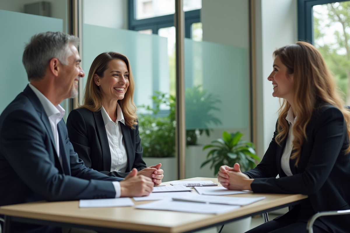 Agent administratif et jeunes adultes en discussion dans un bureau