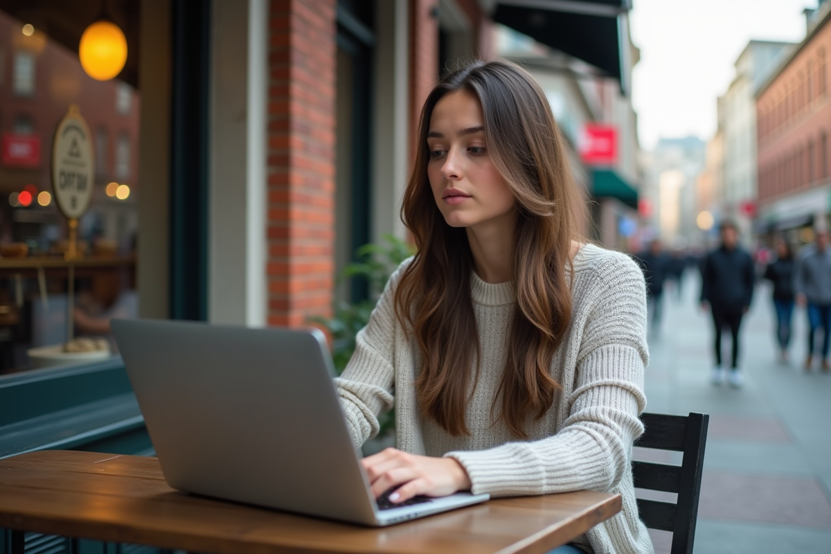 Jeune femme en extérieur lors d