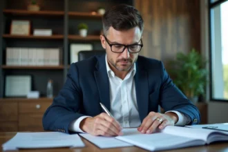 Homme d'affaires en réunion dans un bureau moderne