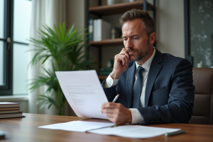 Homme d affaires en costume dans un bureau moderne