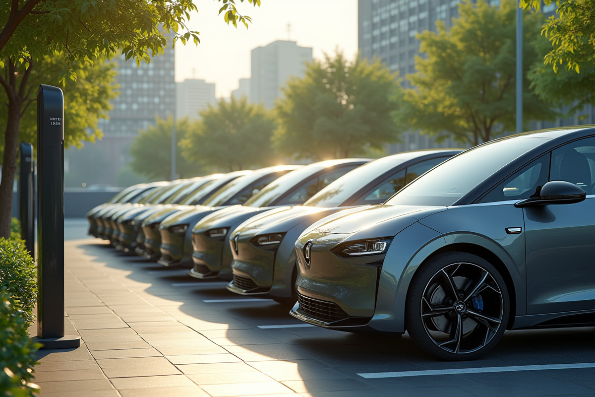 Voitures électriques futuristes au station de recharge innovante