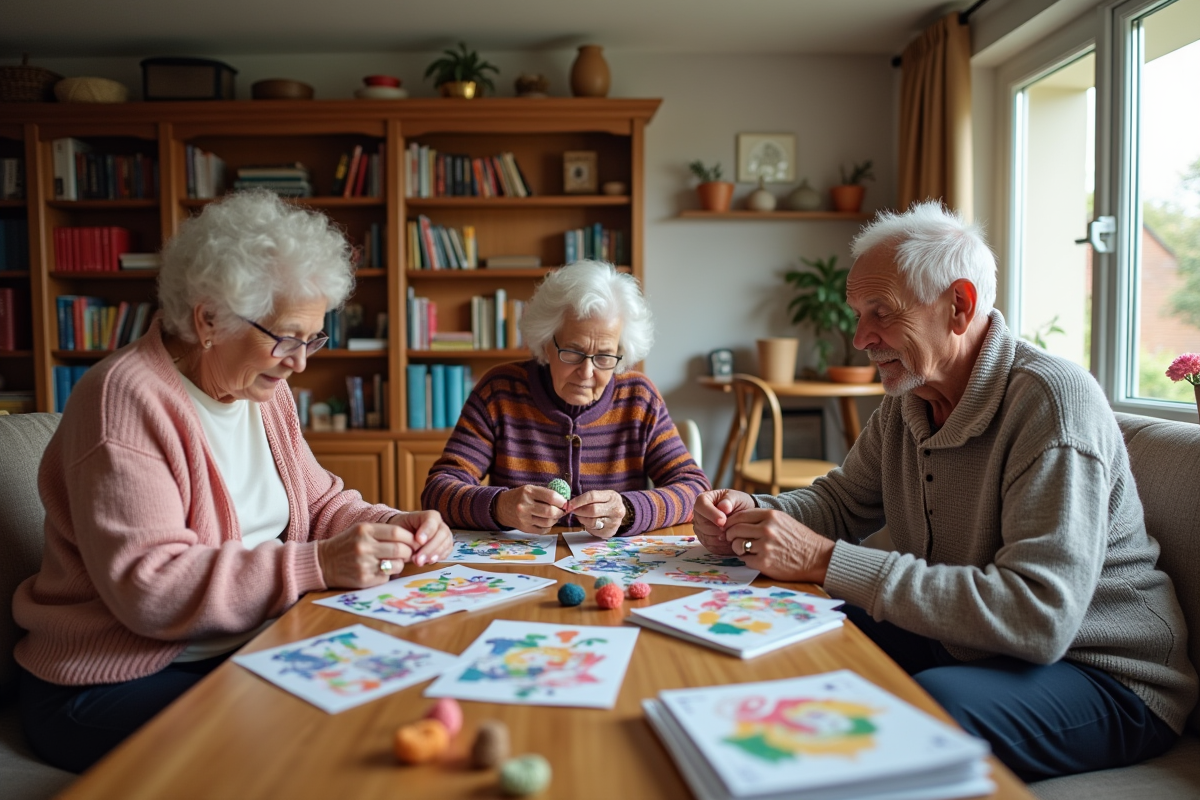 Trois femmes seniors tricotant et scrapbooking